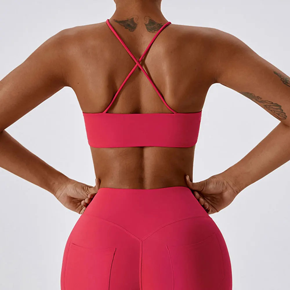 Women Sports Bra Sexy Yoga Bra Cross Top Push Up Workout Fitness Underwear Sport Tops For Women Breathable Running Vest Gym Wear