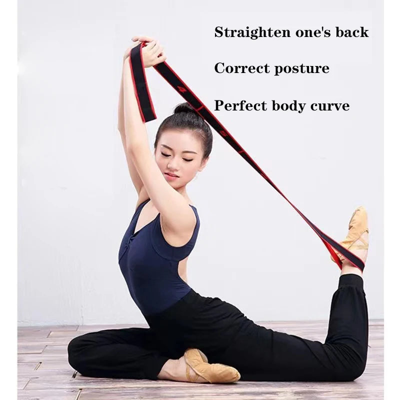 8 Section Style Dance Yoga Stretching Belt Yoga Pilates Fitness Tension Belt Digital Stretching Elasticity
