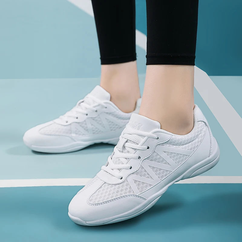 Girls White Cheerleading Shoes Lightweight Youth Cheer Competition Sneakers kids Breathable Training Dance fitness Shoes  women